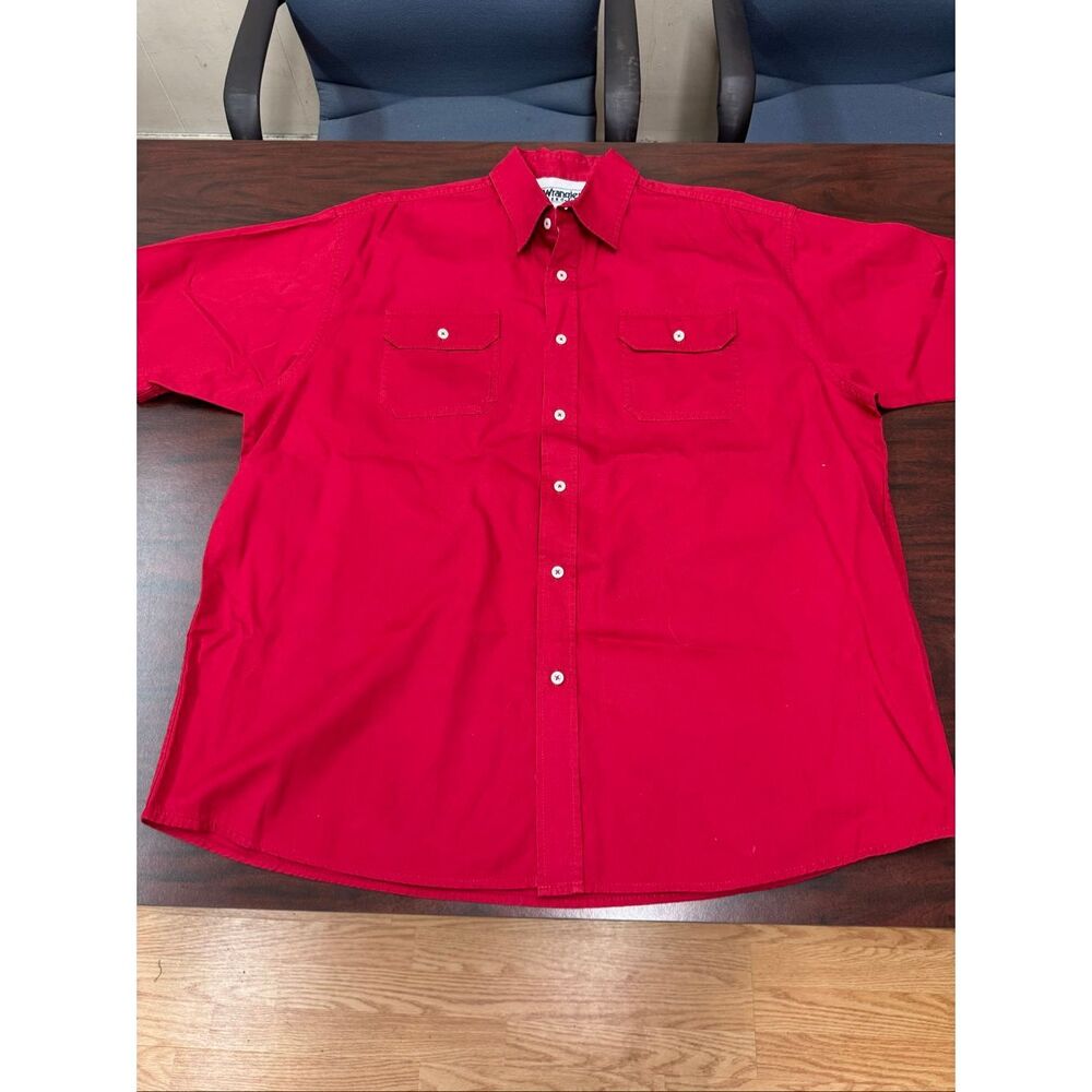 Wrangler Hero Mens Red Short Sleeve Button Up Shirt Size X-Large